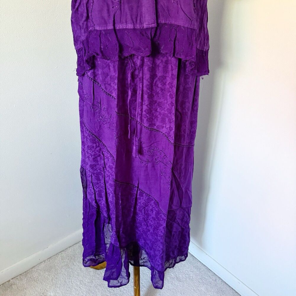 VTG 90s Flower Boho Gypsy Skirt Top Maxi Button Grunge Whimsigoth Purple XL Rayo - Picture 4 of 16